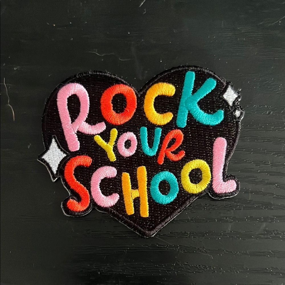 Colorful 'Rock Your School' Patch Get Your Teach On iron on patch